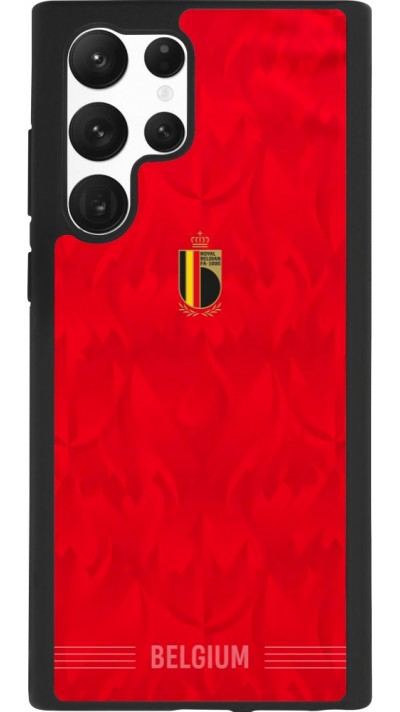 Coque Samsung Galaxy S22 Ultra - Silicone rigide noir Maillot de football Belgique 2026 personnalisable