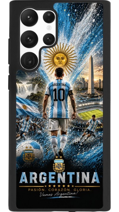 Coque Samsung Galaxy S22 Ultra - Silicone rigide noir Football Argentine splash 2026