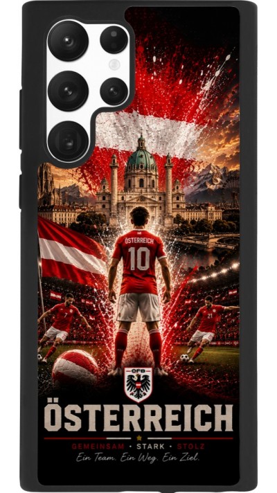 Coque Samsung Galaxy S22 Ultra - Silicone rigide noir Football Autriche splash 2026