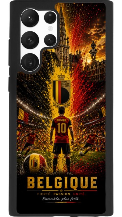 Coque Samsung Galaxy S22 Ultra - Silicone rigide noir Football Belgique splash 2026