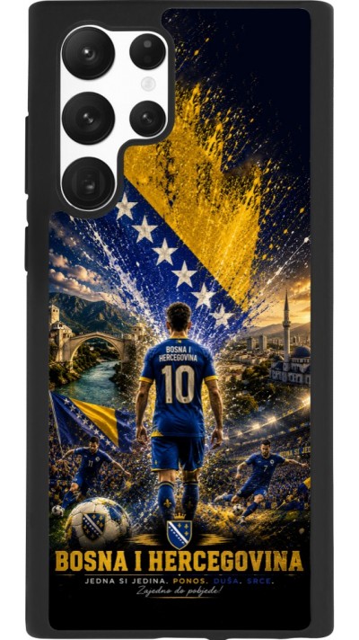 Coque Samsung Galaxy S22 Ultra - Silicone rigide noir Football Bosnie-Herzégovine splash 2026