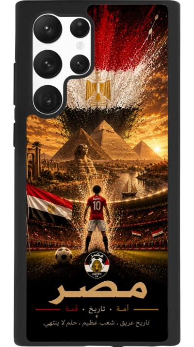 Coque Samsung Galaxy S22 Ultra - Silicone rigide noir Football Égypte splash 2026