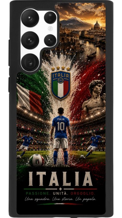 Coque Samsung Galaxy S22 Ultra - Silicone rigide noir Football Italie splash 2026
