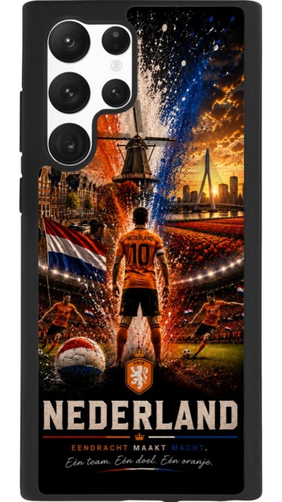 Coque Samsung Galaxy S22 Ultra - Silicone rigide noir Football Pays-Bas splash 2026