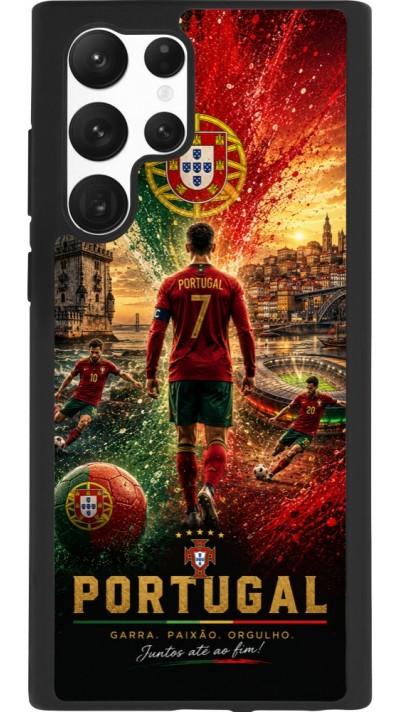 Coque Samsung Galaxy S22 Ultra - Silicone rigide noir Football Portugal splash 2026