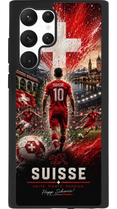 Coque Samsung Galaxy S22 Ultra - Silicone rigide noir Football Suisse splash 2026