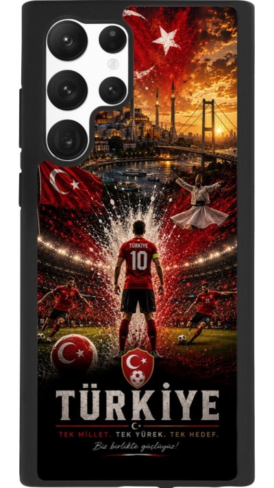 Coque Samsung Galaxy S22 Ultra - Silicone rigide noir Football Turquie splash 2026