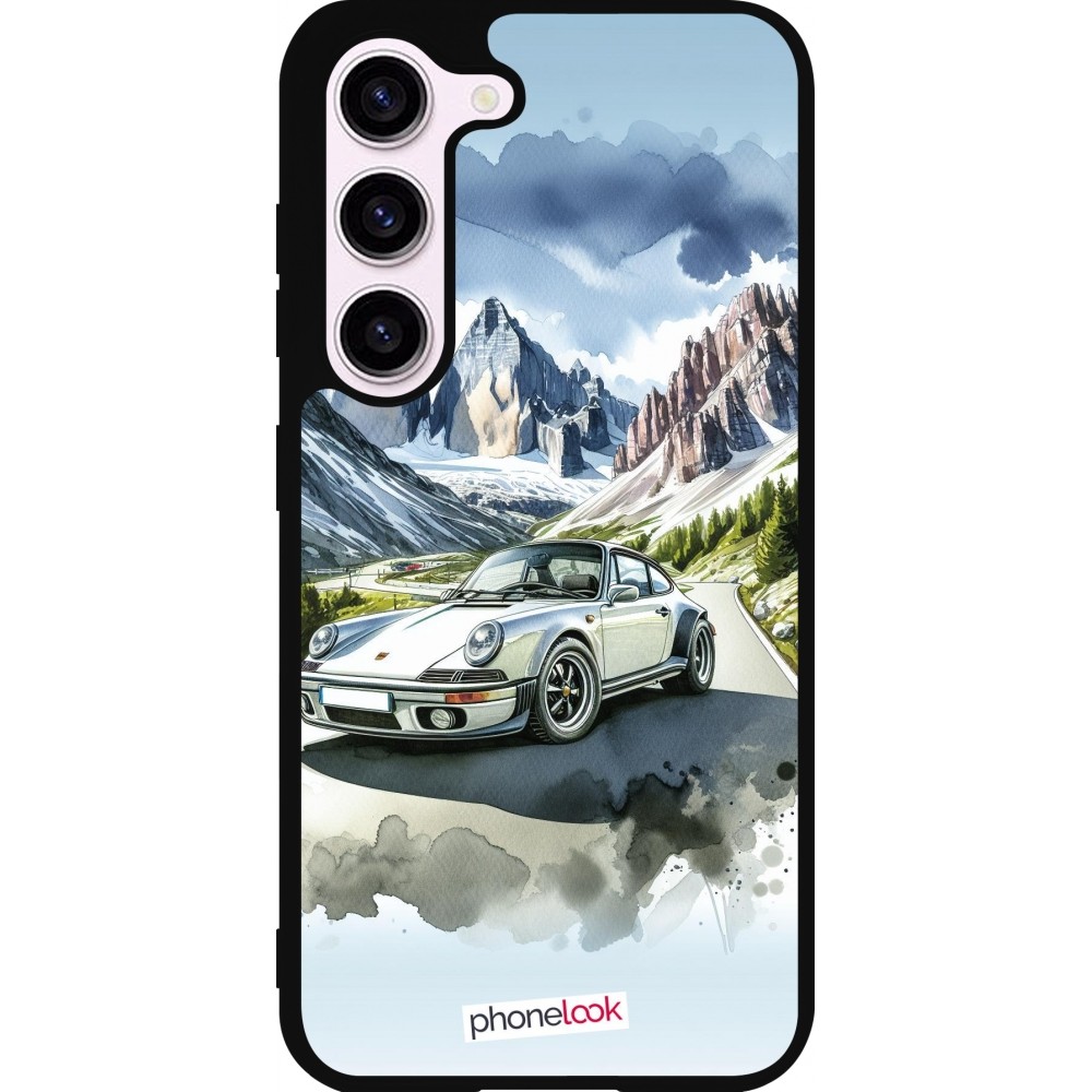Samsung Galaxy S23 Case Hülle - Silikon schwarz Porsche 911 Berg Aquarell