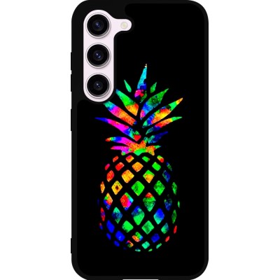 Samsung Galaxy S23 Case Hülle - Silikon schwarz Ananas Multi-colors