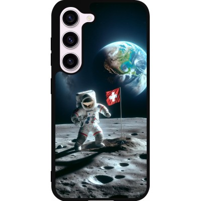 Samsung Galaxy S23 Case Hülle - Silikon schwarz Astro Schweiz auf dem Mond