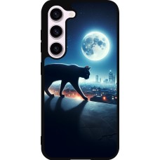 Samsung Galaxy S23 Case Hülle - Silikon schwarz Schwarze Katze unter dem Vollmond