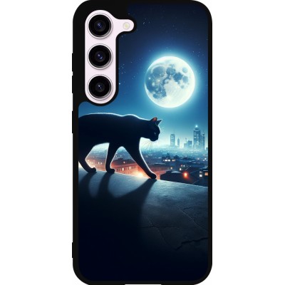 Samsung Galaxy S23 Case Hülle - Silikon schwarz Schwarze Katze unter dem Vollmond