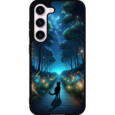 Samsung Galaxy S23 Case Hülle - Silikon schwarz Schwarze Katze Spaziergang