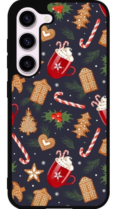 Samsung Galaxy S23 Case Hülle - Silikon schwarz Christmas 25 Pattern Gingerbread House