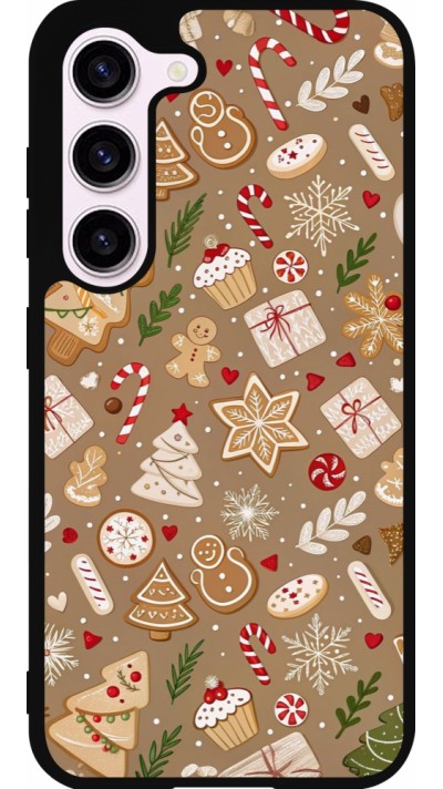 Samsung Galaxy S23 Case Hülle - Silikon schwarz Christmas 25 Pattern Ginger Cookie