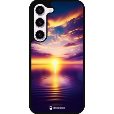 Samsung Galaxy S23 Case Hülle - Silikon schwarz Sonnenuntergang gelb violett