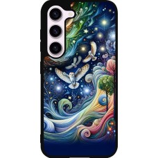 Samsung Galaxy S23 Case Hülle - Silikon schwarz Fliegender Blumen-Eule