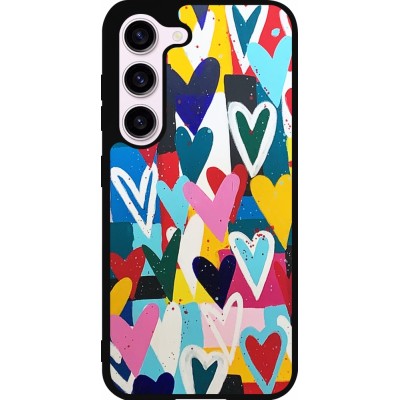 Samsung Galaxy S23 Case Hülle - Silikon schwarz Joyful Hearts