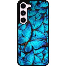 Samsung Galaxy S23 Case Hülle - Silikon schwarz Papillon bleu