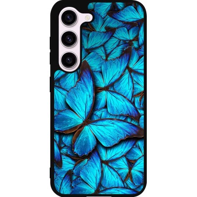 Samsung Galaxy S23 Case Hülle - Silikon schwarz Papillon bleu