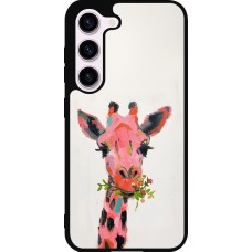 Samsung Galaxy S23 Case Hülle - Silikon schwarz Pink Girafe Paint