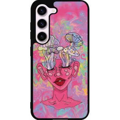 Samsung Galaxy S23 Case Hülle - Silikon schwarz Psychedelic pink mushroom