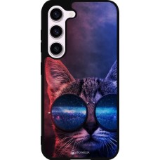 Samsung Galaxy S23 Case Hülle - Silikon schwarz Red Blue Cat Glasses