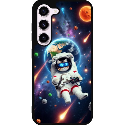 Samsung Galaxy S23 Case Hülle - Silikon schwarz VR SpaceCat Odyssee