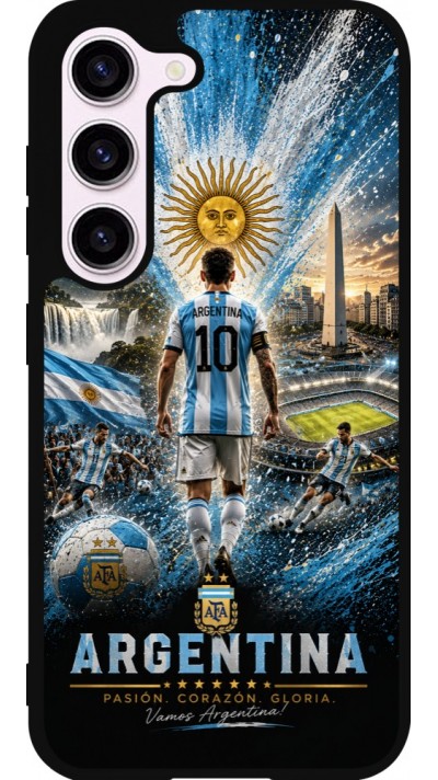 Coque Samsung Galaxy S23 - Silicone rigide noir Football Argentine splash 2026