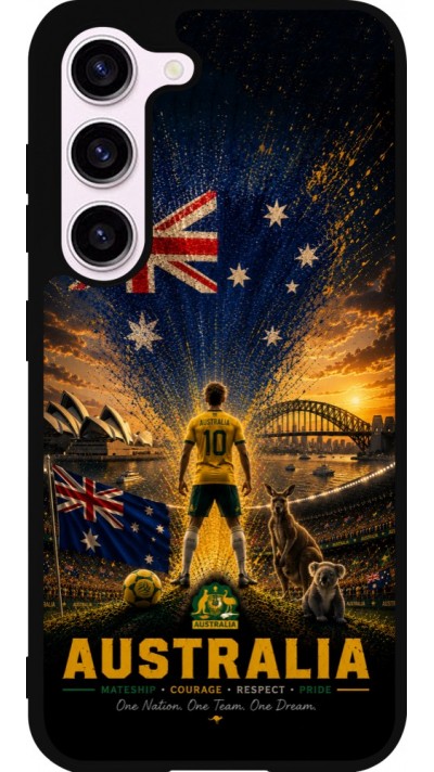Coque Samsung Galaxy S23 - Silicone rigide noir Football Australie splash 2026