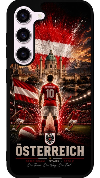 Coque Samsung Galaxy S23 - Silicone rigide noir Football Autriche splash 2026