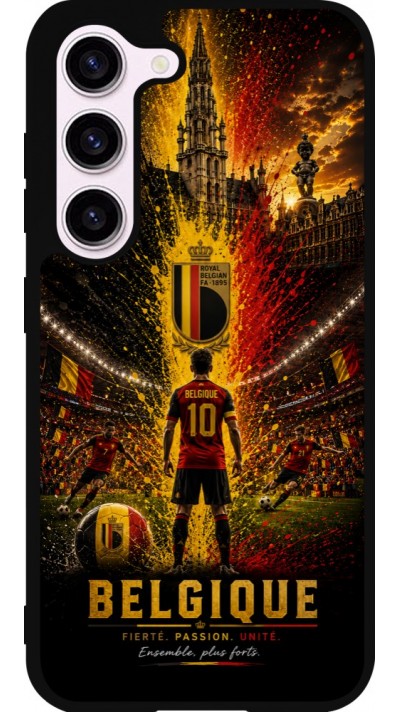 Coque Samsung Galaxy S23 - Silicone rigide noir Football Belgique splash 2026