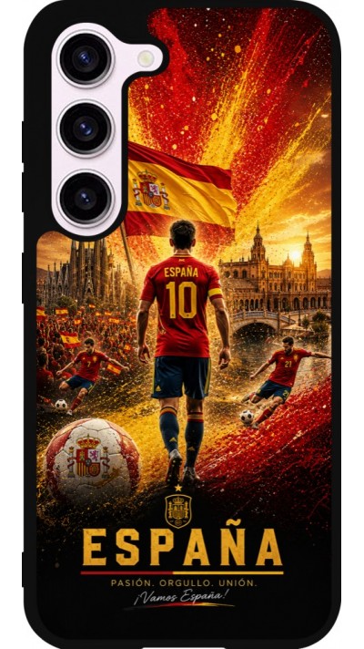 Coque Samsung Galaxy S23 - Silicone rigide noir Football Espagne splash 2026