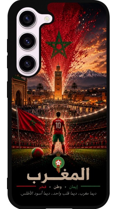 Coque Samsung Galaxy S23 - Silicone rigide noir Football Maroc splash 2026