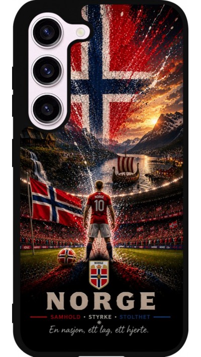 Coque Samsung Galaxy S23 - Silicone rigide noir Football Norvège splash 2026