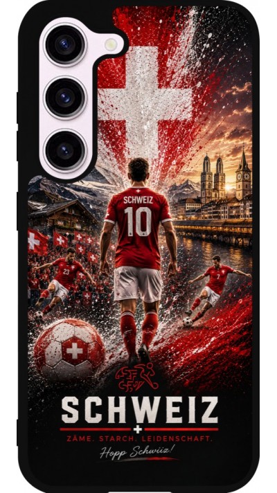 Coque Samsung Galaxy S23 - Silicone rigide noir Football Schweiz splash 2026