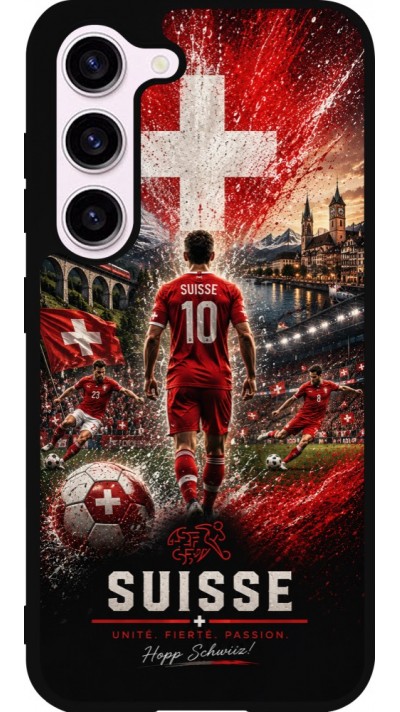Coque Samsung Galaxy S23 - Silicone rigide noir Football Suisse splash 2026