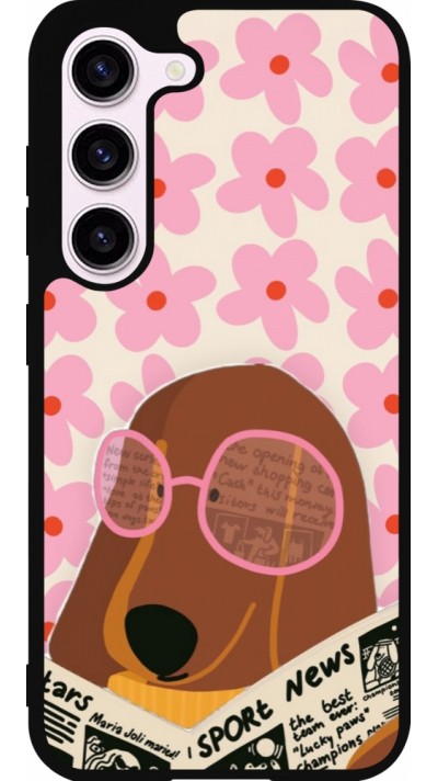 Samsung Galaxy S23 Case Hülle - Silikon schwarz Dog with newspaper 2026