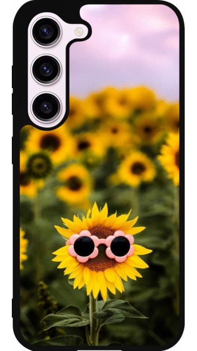 Samsung Galaxy S23 Case Hülle - Silikon schwarz Sunflower with glasses 2026