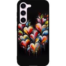 Samsung Galaxy S23 Case Hülle - Silikon schwarz Valentin 2024 Schwarzes Herz Abstrakt