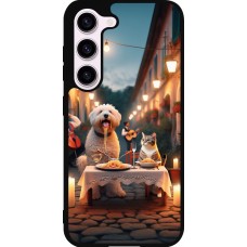 Samsung Galaxy S23 Case Hülle - Silikon schwarz Valentin 2024 Hund & Katze Kerzenlicht