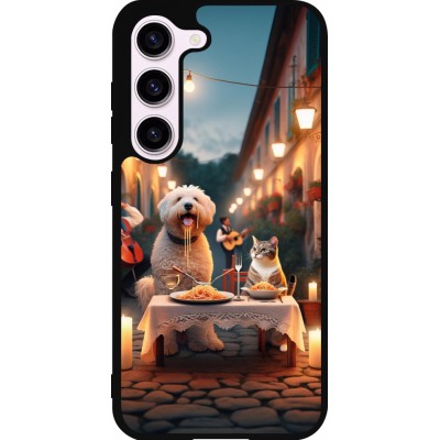 Samsung Galaxy S23 Case Hülle - Silikon schwarz Valentin 2024 Hund & Katze Kerzenlicht