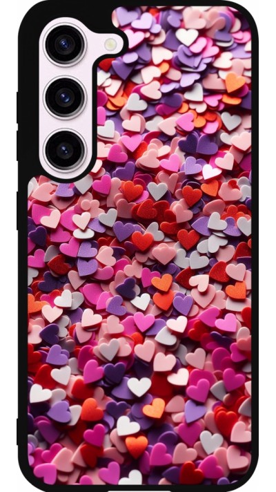 Samsung Galaxy S23 Case Hülle - Silikon schwarz Valentin 2025 Konfetti