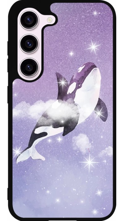 Samsung Galaxy S23 Case Hülle - Silikon schwarz Whale in sparking stars