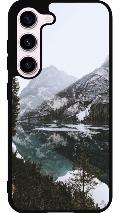 Samsung Galaxy S23 Case Hülle - Silikon schwarz Winter 22 snowy mountain and lake