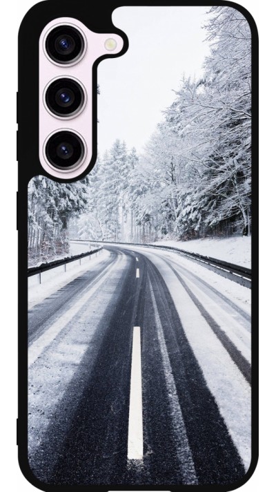 Samsung Galaxy S23 Case Hülle - Silikon schwarz Winter 22 Snowy Road