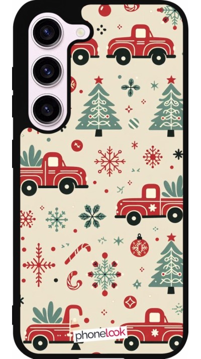 Samsung Galaxy S23 Case Hülle - Silikon schwarz Weihnachten 2024 Lkw Tanne