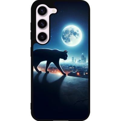Samsung Galaxy S23 FE Case Hülle - Silikon schwarz Schwarze Katze unter dem Vollmond