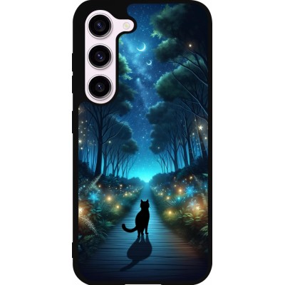 Samsung Galaxy S23 FE Case Hülle - Silikon schwarz Schwarze Katze Spaziergang