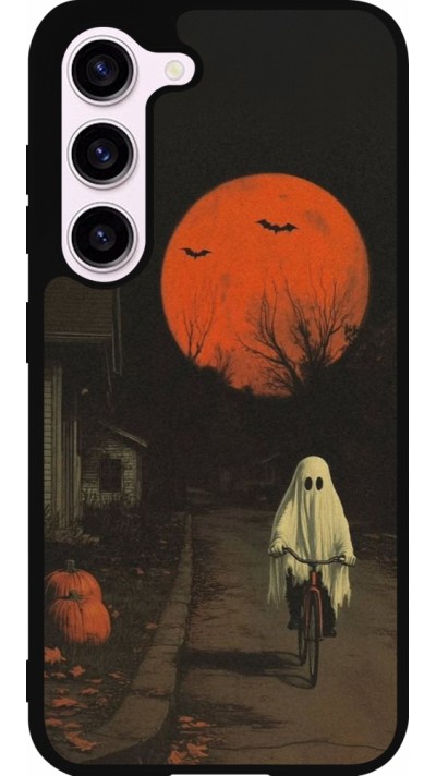 Samsung Galaxy S23 FE Case Hülle - Silikon schwarz Halloween 2025 Ghost on a bicycle Samsung Galaxy S23 FE Case Hülle - Silikon schwarz Halloween 2025 Ghost on a bicycle